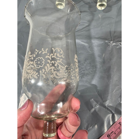 Set of 4 Clear Glass Homco Parklane Candle Holder Floral Etched Scalloped Rim - Picture 8 of 11